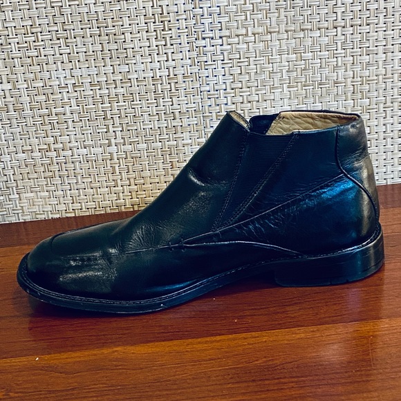 🌟HP🌟Brass Boot Black Leather Square Toe Dress Ankle Boots 10 - Picture 7 of 11